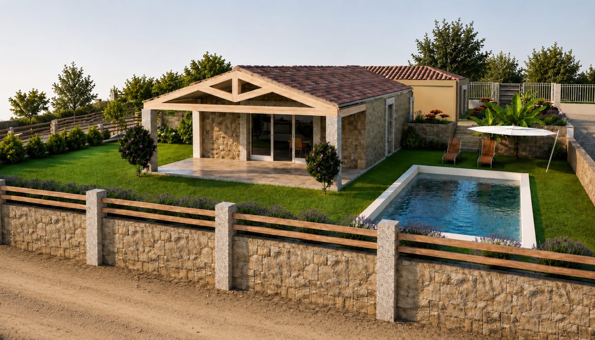 Villa monopiano con piscina